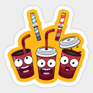 Cute Soda And Straws Sticker